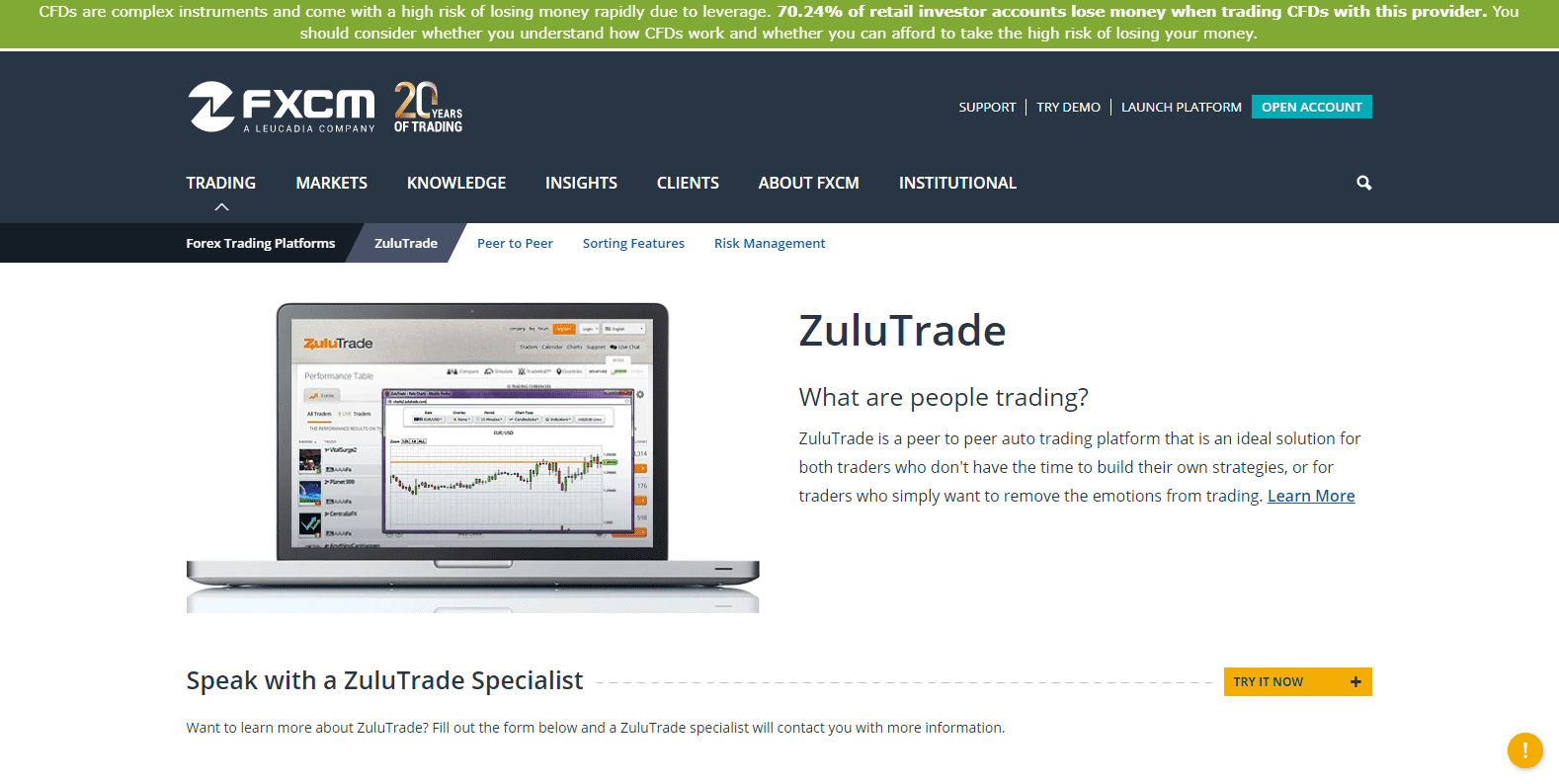 ZuluTrade platform at FXCM