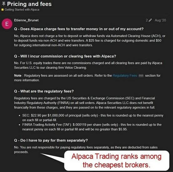 Alpaca Trading Fees