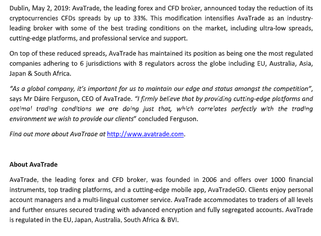 Avatrade forex spread