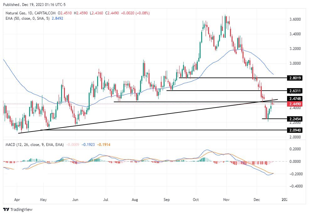 سعر الغاز الطبيعي على الإطار الزمني اليومي