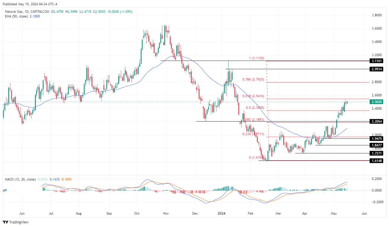 سعر الغاز الطبيعي على الإطار الزمني اليومي