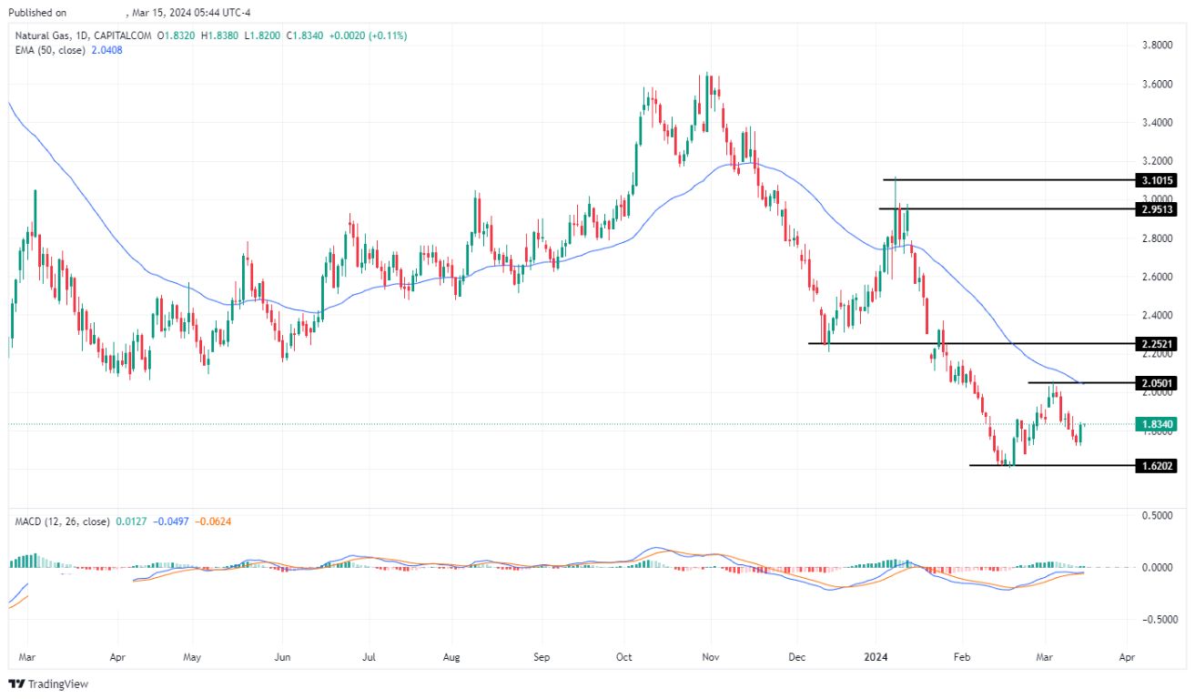 سعر الغاز الطبيعي على الإطار الزمني اليومي