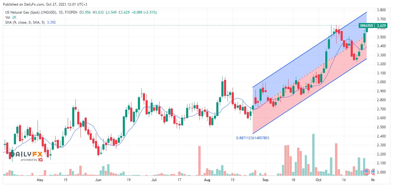 سعر الغاز الطبيعي على الإطار الزمني اليومي