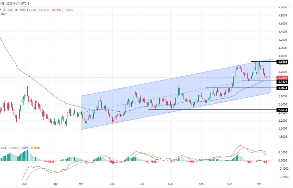 سعر الغاز الطبيعي على الإطار الزمني اليومي