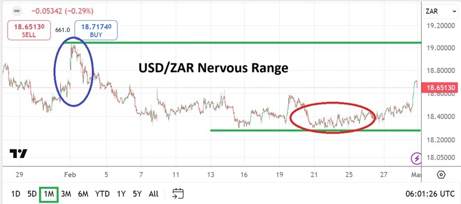 USD/ZAR Monthly Forecast: March 2025 (Chart)