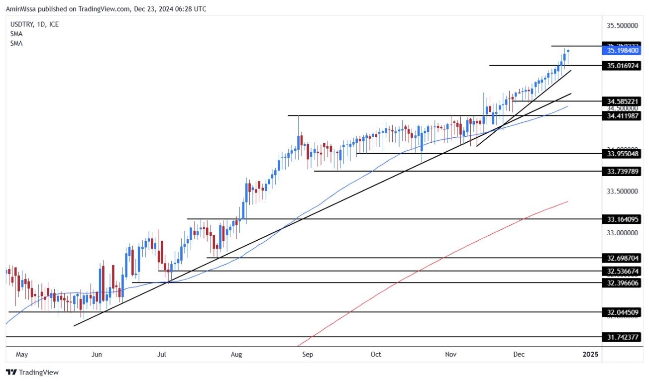 USD/TRY Forecast Today 23/12: Lira Weakens vs USD (graph)